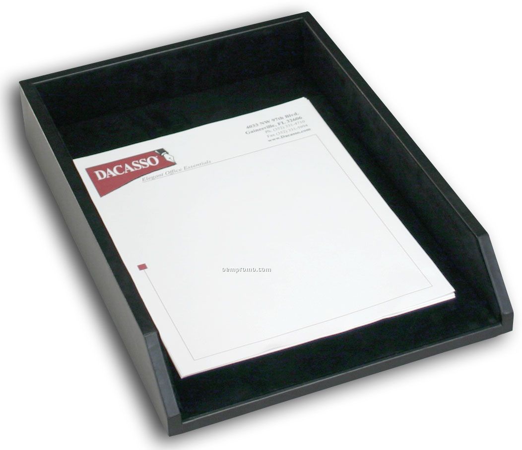 Black Classic Leather Front-load Letter Tray (Legal Size)