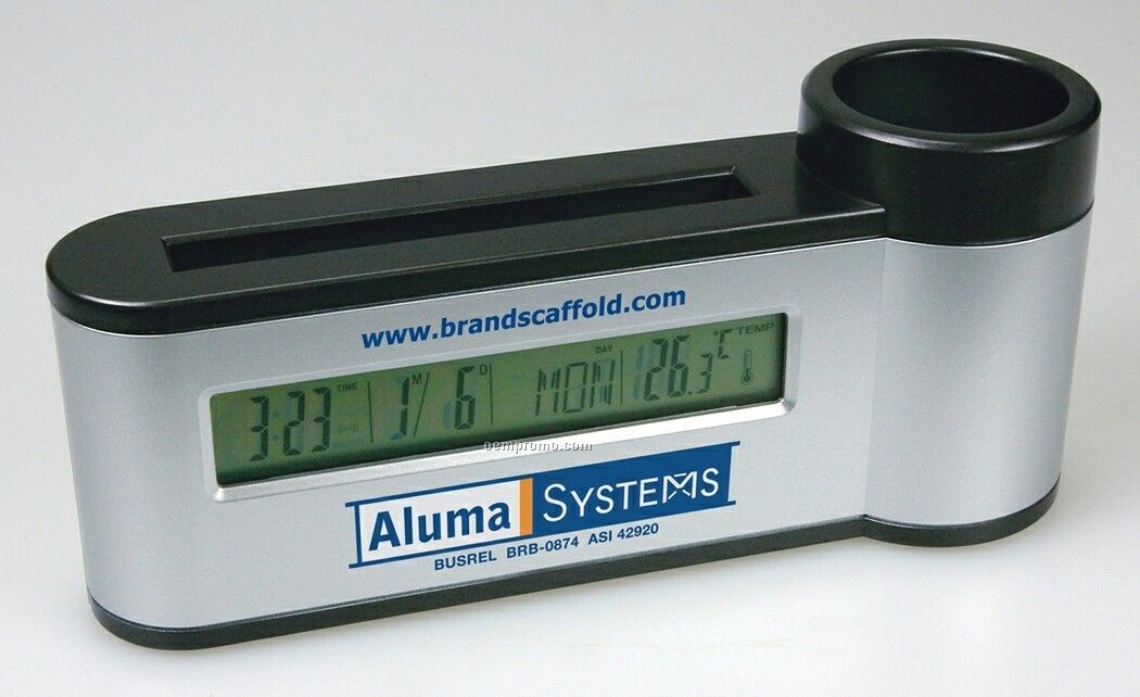 Digital Calendar/ Clock/ Thermometer With Pen Holder