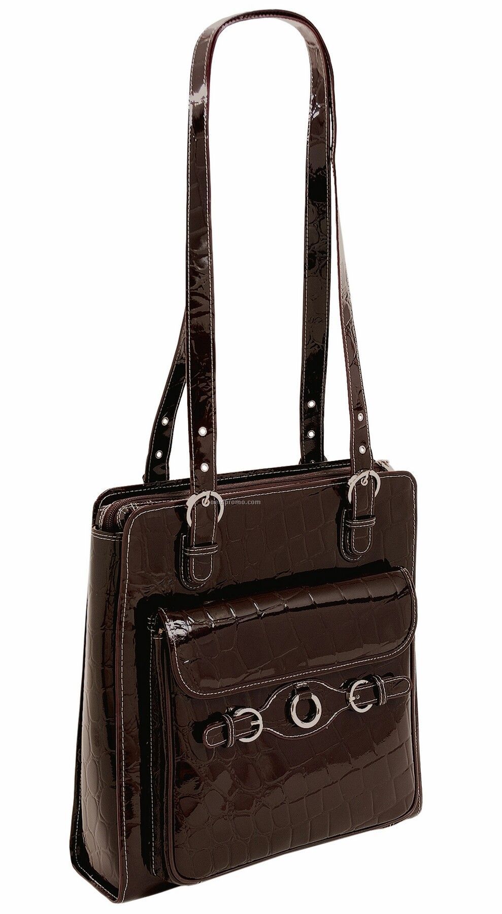 Genova Leather Vertical Ladies' Laptop Tote - Chocolate Brown