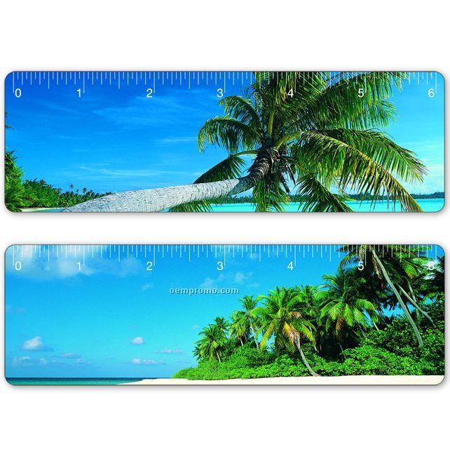 6" Ruler W/Tropical Beach Lenticular Flip Effect (Blanks)