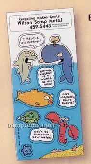 Recycled Paper Environmental Sticker Sheet W/ Cartoon Sea Animals