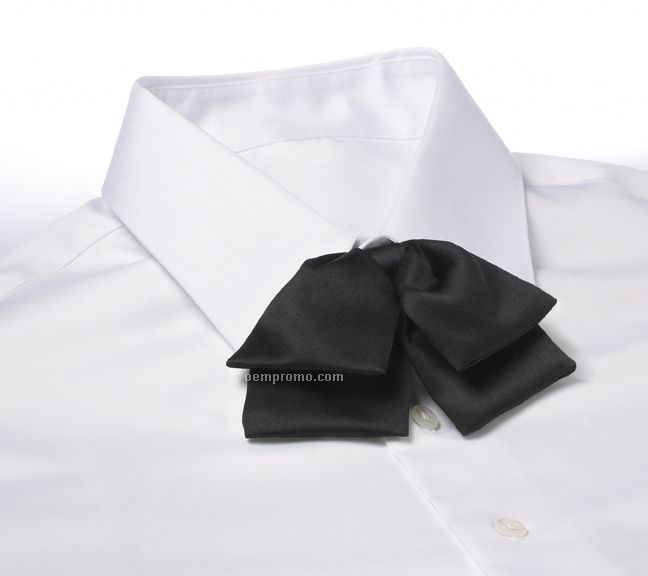 Wolfmark Adjustable Band Polyester Satin Floppy Bow Tie - Black