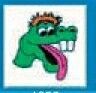 Animals Stock Temporary Tattoo - Green Goofy Dinosaur Head (2"X2")