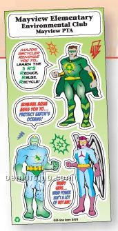 Recycled Paper Environmental Sticker Sheet W/ Major Recycler & Super Heroes