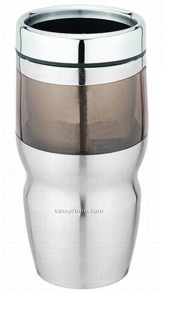 Travel Mug - Tumbler - 16 Oz. Transparent Plastic & Stainless Steel
