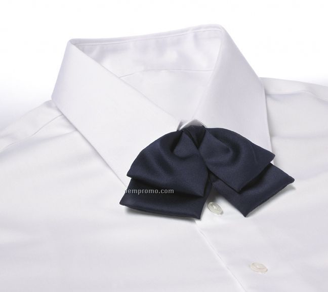 Wolfmark Adjustable Band Polyester Satin Floppy Bow Tie - Navy Blue