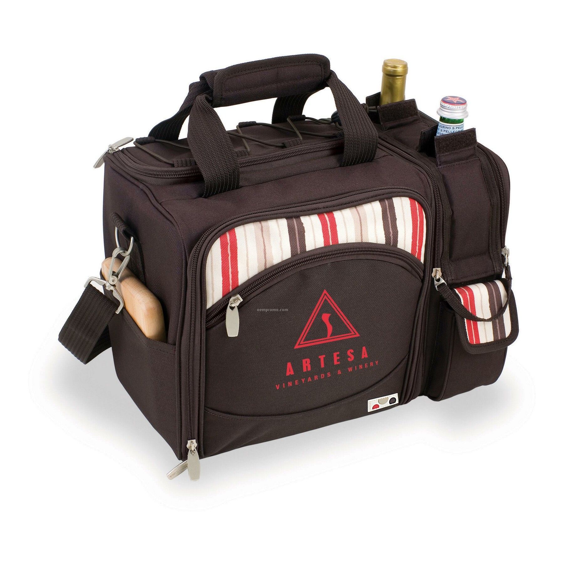 Malibu - Moka Picnic Cooler Shoulder Pack W/ Svc. For 2 - Brown (12 Can)