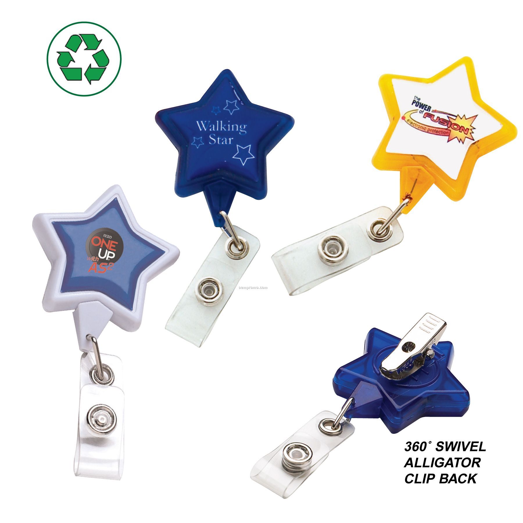 Star Retractable Badge Reel: (Pad Printed)