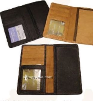 Stone Wash Double Checkbook Cover W/Credit Card Pockets