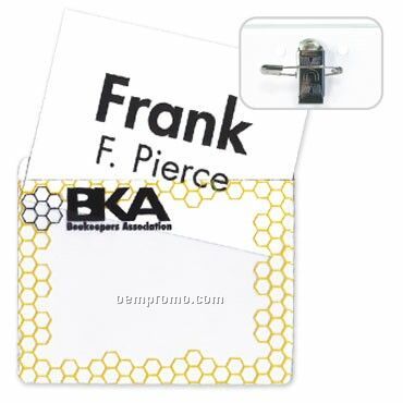 Vinyl Name Tag Holder W/ Pin/ Clip Combo - 2 Color (4"X3")