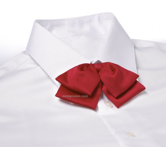 Wolfmark Adjustable Band Polyester Satin Floppy Bow Tie - Red