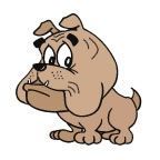 Animals Stock Temporary Tattoo - Cartoon Bulldog (2"X2")