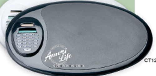 Black Oval Mouse Pad With Removable Calculator