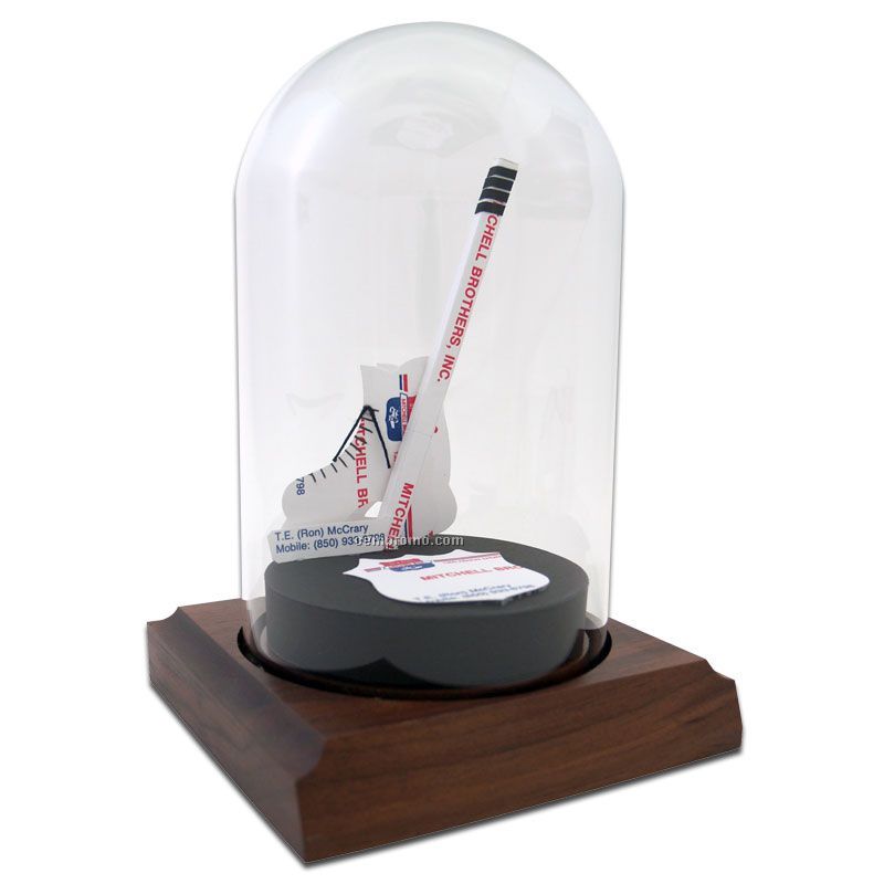 Stock Business Card Sculpture In A Dome - Hockey Theme