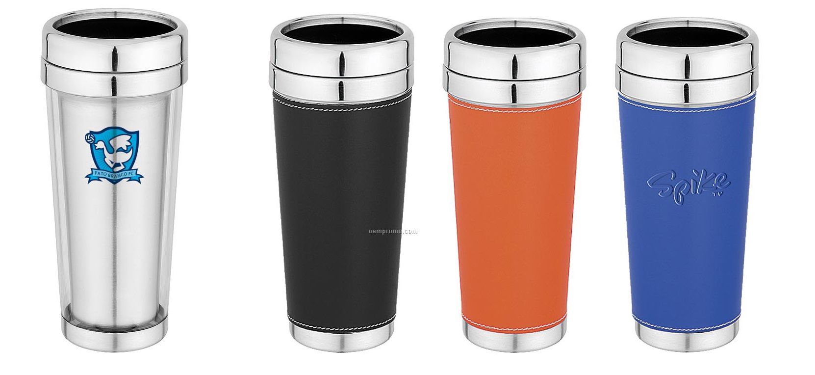 Travel Mug/Tumbler - 16 Oz. Clear Plastic Outer & Stainless Steel Interior