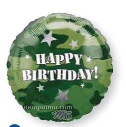 18" Camouflage Happy Birthday Balloon