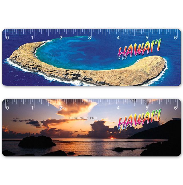 6" Ruler W/Molokini Island, Hawaii Lenticular Flip Effect (Custom)