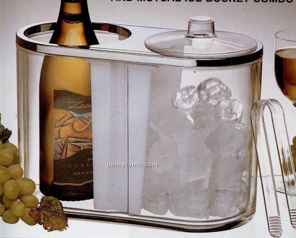 Acrylic Double Wall Insulated Twin Chiller Wine Cooler & Ice Bucket Combo