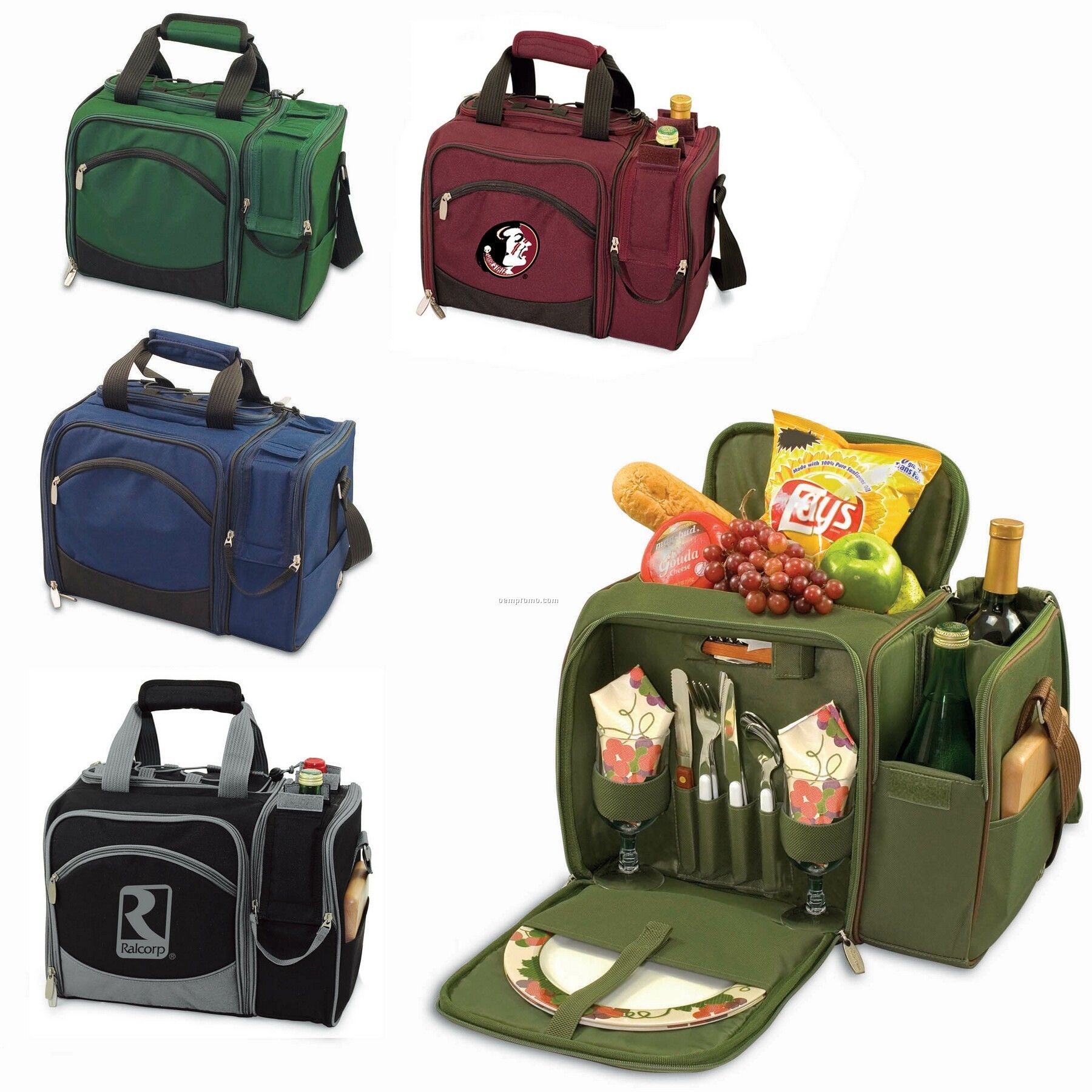 Malibu Picnic Cooler Shoulder Pack W/ Svc. For 2 - Solids (12 Can)