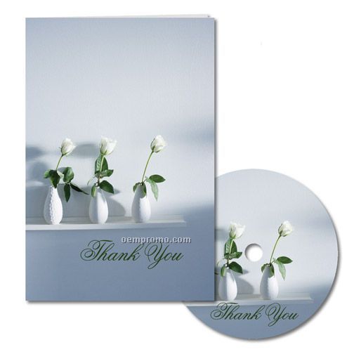 White Rose Thank You Note With Matching CD