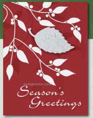 "Winterberry" Holiday Greeting Card With Leaf Ornament