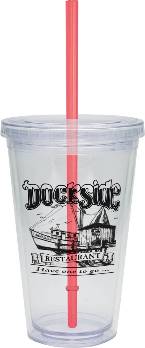 16 Oz. Carnival Cup With Red Straw