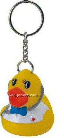 Rubber Doctor Duck Keychain