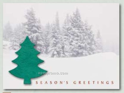 "Snowscape" Holiday Greeting Card With Tree Ornament