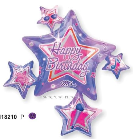 35" Happy Birthday Star Music Balloon