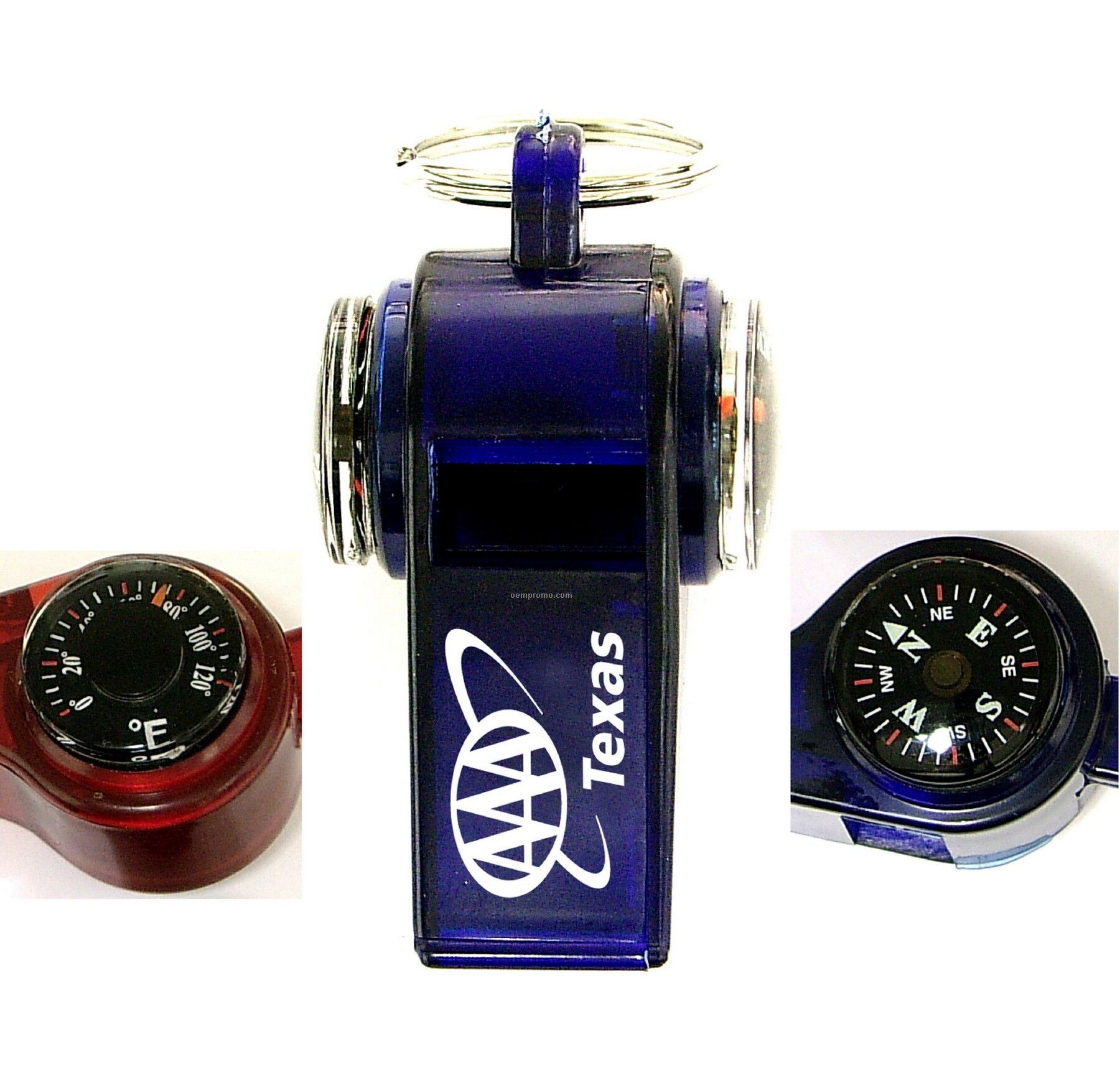 Whistle With Compass Thermometer And Keychain