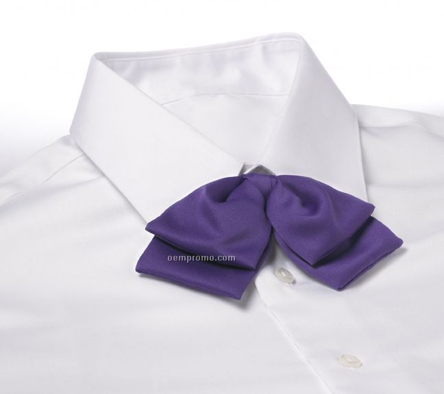 Wolfmark Adjustable Band Polyester Satin Floppy Bow Tie - Purple