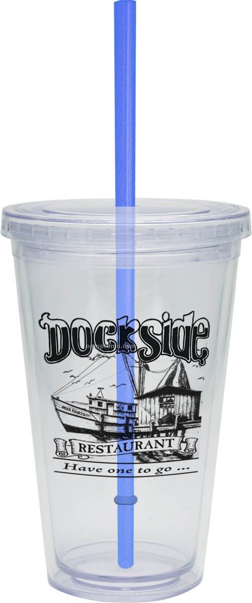 16 Oz. Carnival Cup With Blue Straw