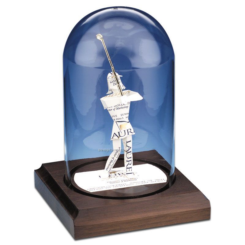 Stock Business Card Sculpture In A Dome - Lady Golfer