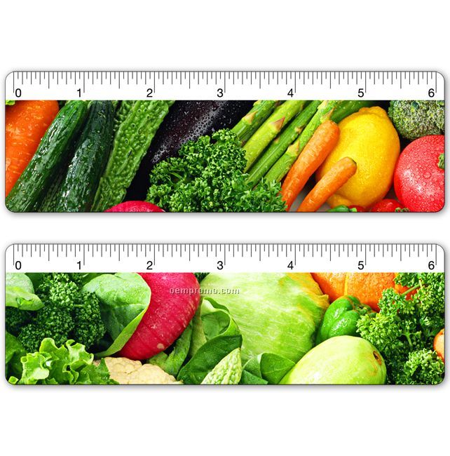 6" Ruler, Assorted Vegetables Lenticular Flip Stock Design, Blank