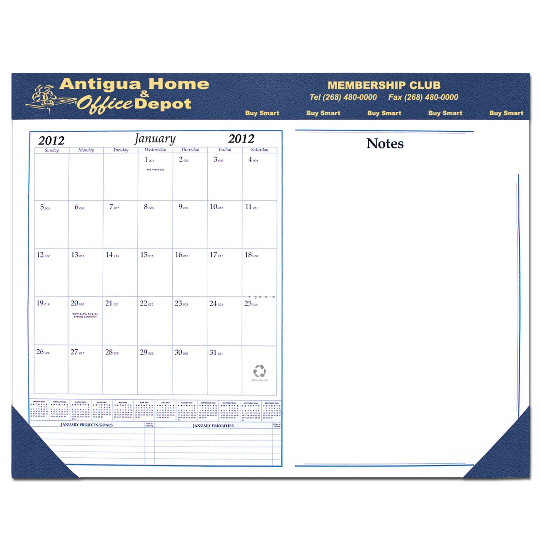 Date/ Note Desk Pad Calendar