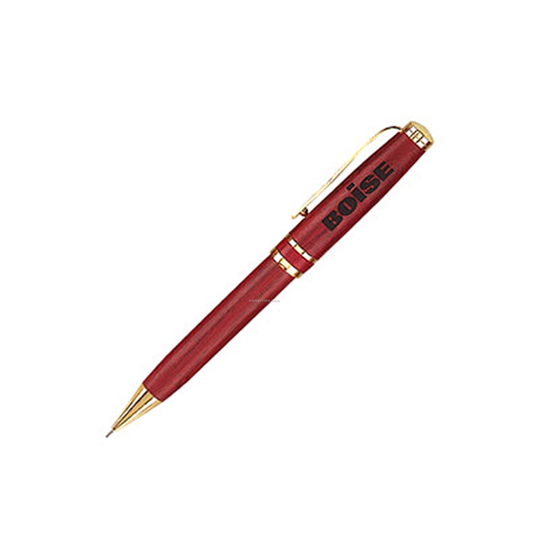 Genuine Wood Mechanical Pencil W/ Double Ring/ Dome Tip (Screened)