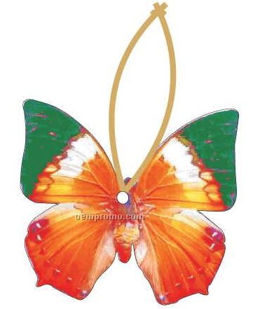 Orange & Green Butterfly Ornament W/ Mirrored Back (10 Square Inch)