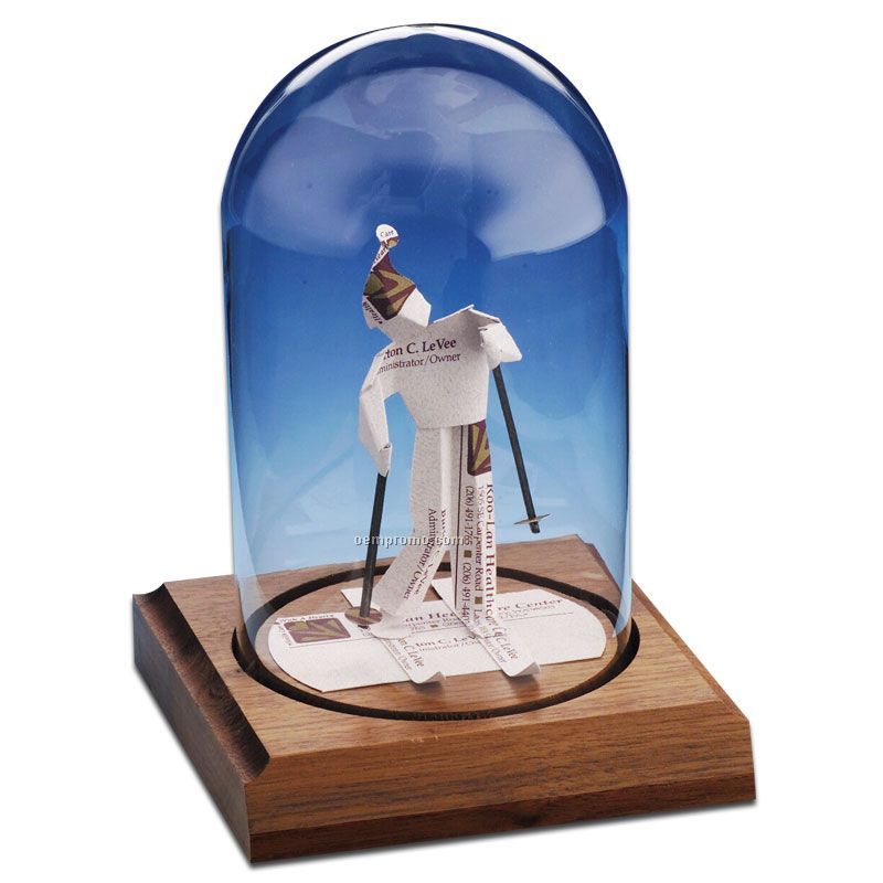 Stock Business Card Sculpture In A Dome - Skier