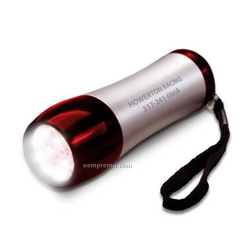 9 LED Tech Flashlight Silver With Red Trim