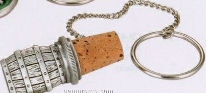 Wine Barrel Pewter Bottle Stopper With Chain