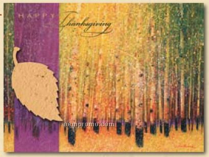 "Golden Leaves" Thanksgiving Greeting Card With Seed Paper Leaf