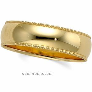 3mm 14ky Light Milgrain Wedding Band Ring (Size 7)