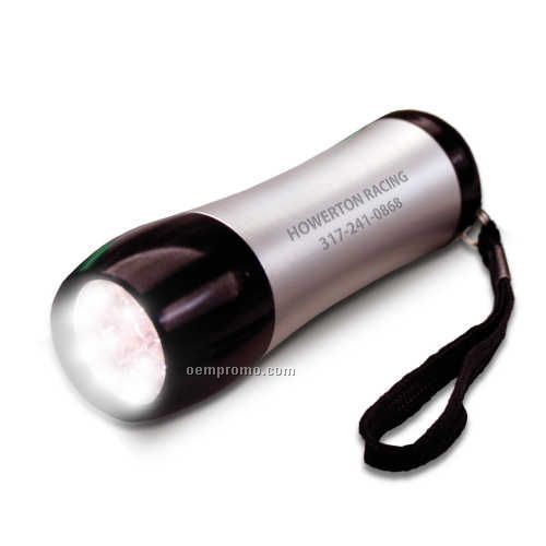9 LED Tech Flashlight Silver With Black Trim