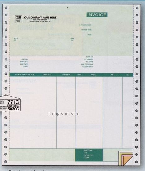 Classic Invoice - Peachtree Compatible (4 Invoice Copies)