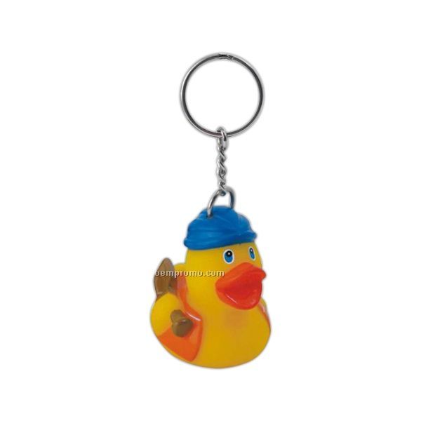 Rubber Aqua Duck Keychain