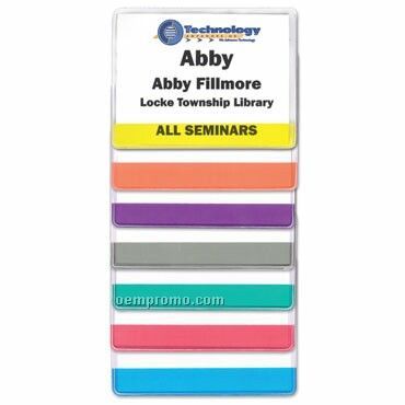 Vinyl Translucent Color Bar Name Tag Holder W/ Pin/Clip - Blank (4"X3")