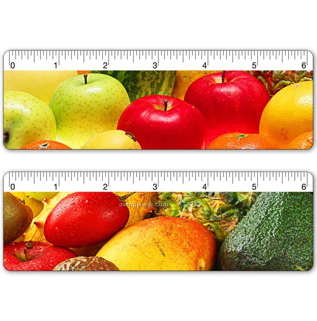6" Ruler, Assorted Fruit Lenticular Flip Stock Design, Blank