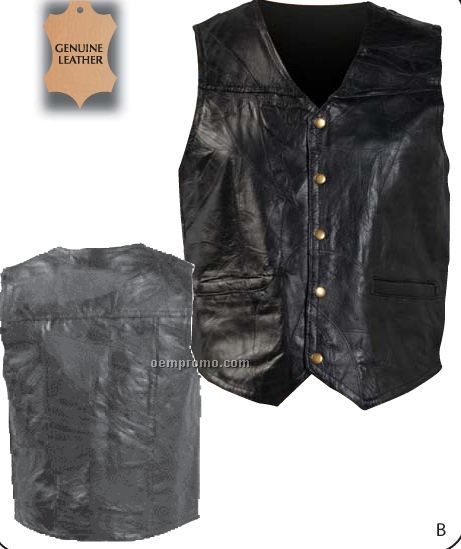 Giovanni Navarre Italian Stone Leather Vest W/ 2 Watch Pockets (S)