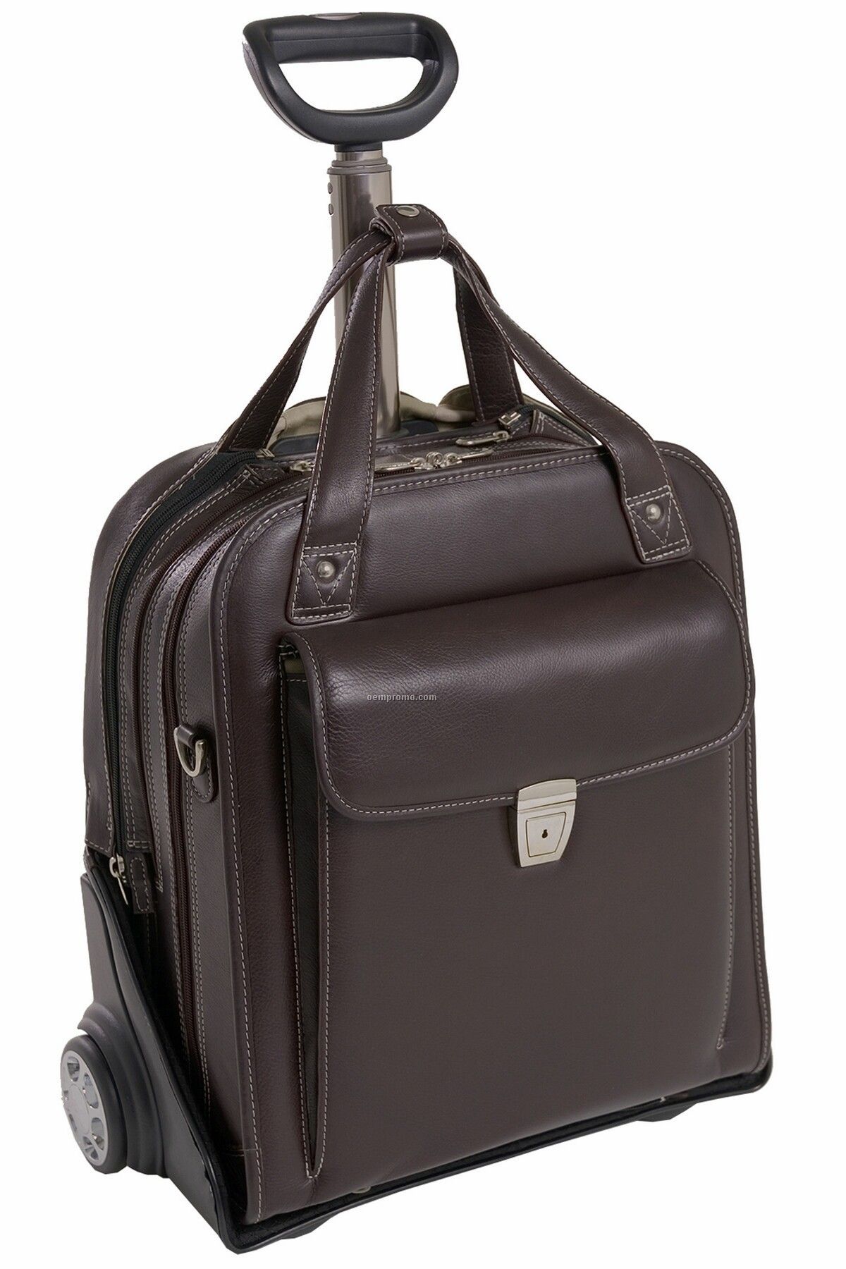 Pastenello Leather Vertical Wheeled Laptop Case - Chocolate Brown