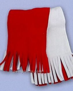 Promotional Polar Fleece Double Layer Two Color Scarf W/ Self Fringes